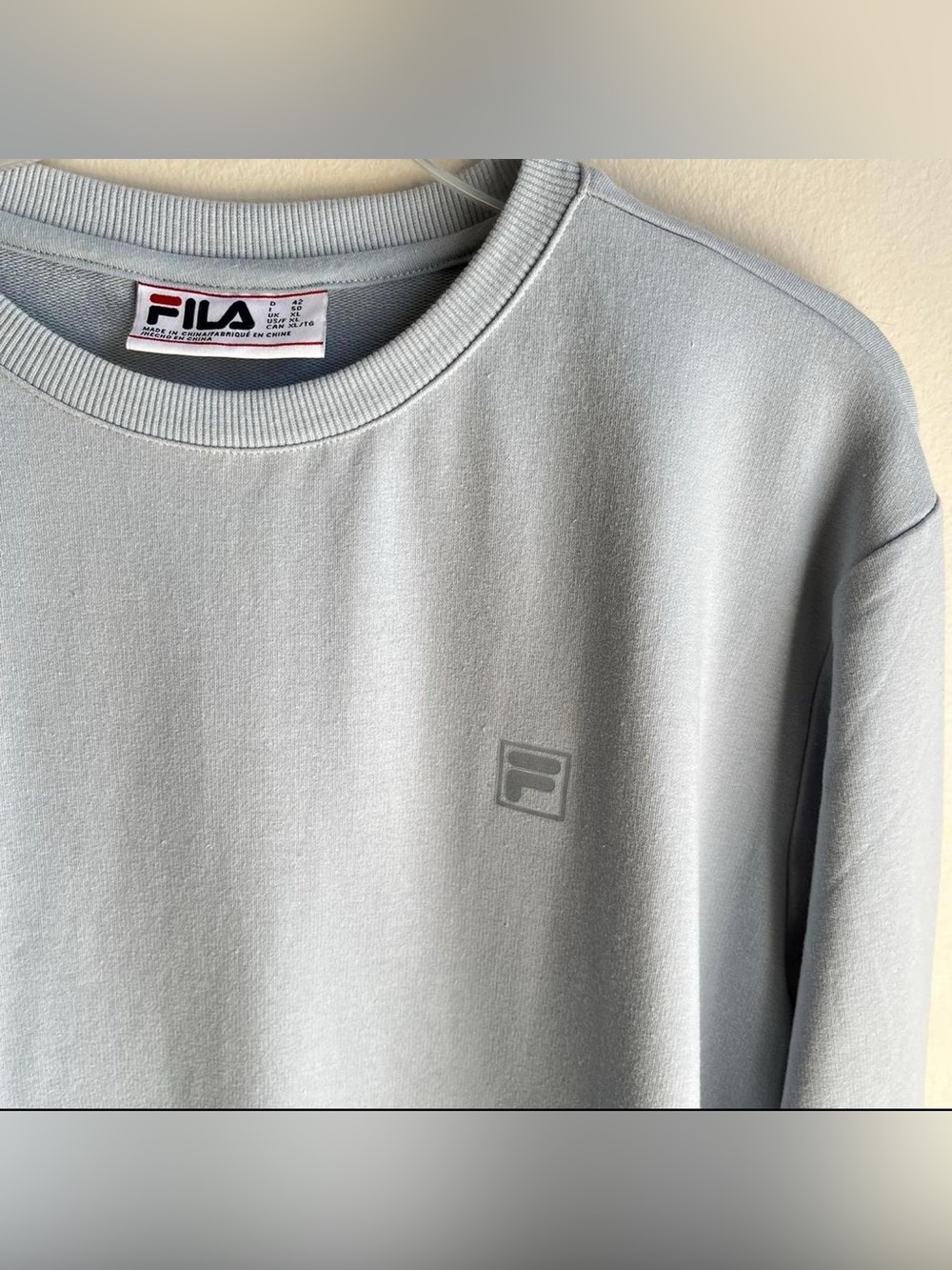 Fila Sweatshirt Silver Blue with Pockets XL